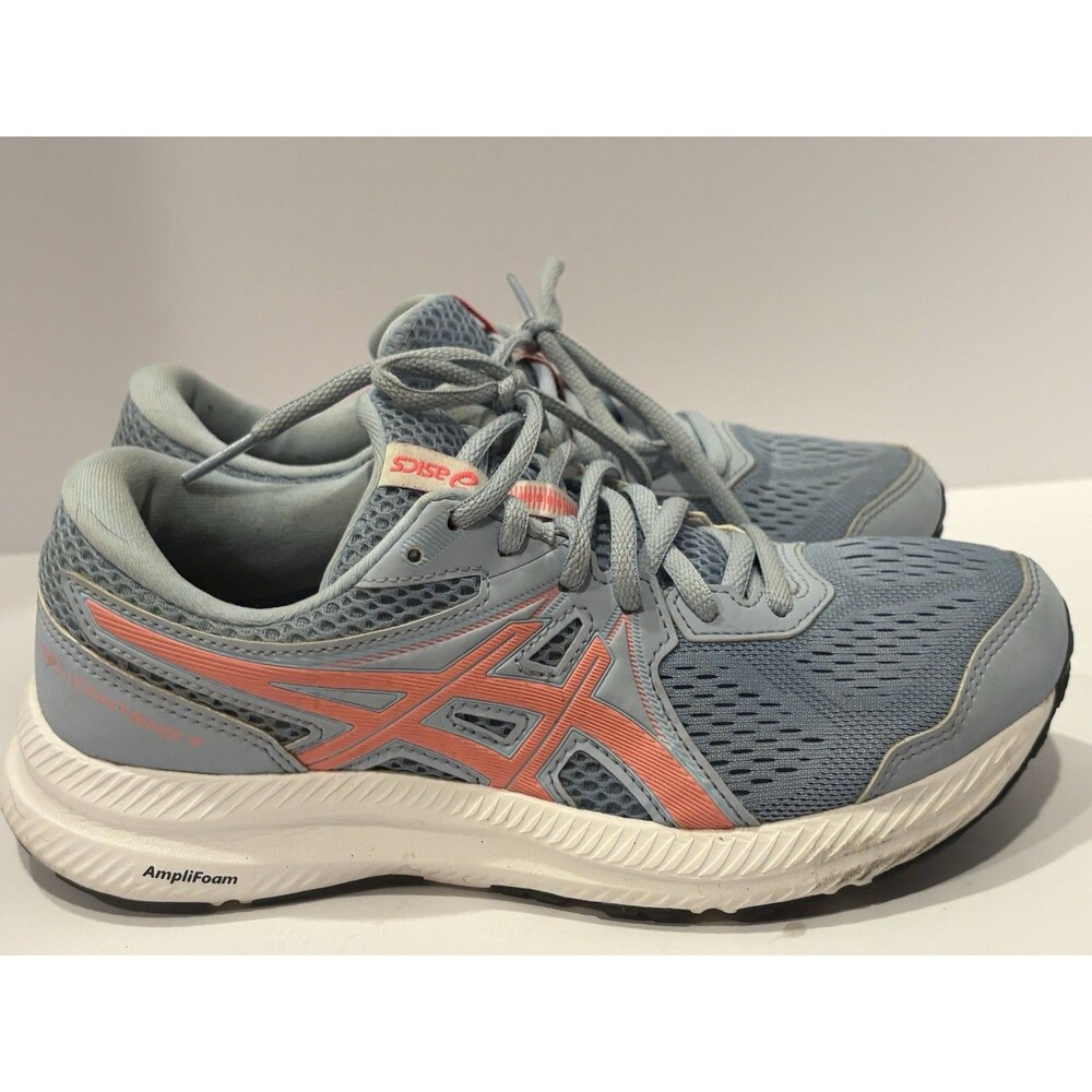 ASICS GEL-Contend 7 Women's Mist/Blazing Coral Running Shoes #1012A911 Sz 7 EUC!